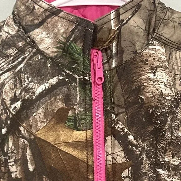 Carhartt Realtree Camo Quilted Vest Pink Girls Size XS 6 PREOWNED - Picture 4 of 10